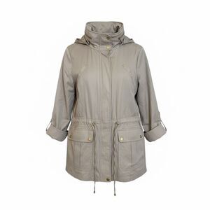 DB Established 1962 Mock Neck Drawstring Waist Roll Tab Sleeve Jacket Gray XL